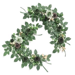 Guirlande de roses artificielles en soie, bouquet de fleurs fait main pour décorations de mariage, accessoires d'intérieur et d'extérieur, fabriqué en Chine - Product Image 1