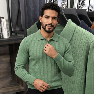 <b>Winter</b> Warm <b>Men's</b> <b>Overcoat</b> Thick Cotton Bamboo Fiber Fleece Lining Breathable Eco-Friendly Anti-Pilling 320g Cable Knit OEM - Product Image 3