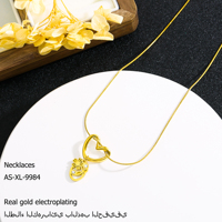 Nouveaux accessoires, fournisseur de bijoux hautement polis, collier avec pendentif en forme de cœur et de fleur en acier inoxydable plaqué or, bijoux pour femmes