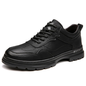 Zapatos Casuales de Cuero Negro para Hombre, Transpirables, Antideslizantes, Estilo Deportivo, con Costuras y Borlas, Cierre con Cordones de Color Sólido - Product Image 5
