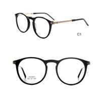 Monture de lunettes unisexe ronde vintage en acétate – Monture complète légère et solide pour adultes, adaptée à toutes les formes de visage, pour verres correcteurs transparents