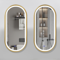 Espejo de Baño Inteligente Moderno y Popular con Iluminación LED Ajustable, Marco Ovalado Dorado de Lujo, Antivaho, para Salón