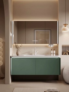 כלי סניטריים קיר תליית חדר אמבטיה רכוב יהירות עם כיור קרמיקה נגד משטח - Product Image 3