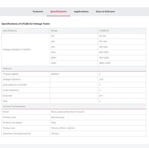 UT22B-EU Indicador de Tensão de Alta Precisão, Voltímetro Digital AC/<span class=keywords><strong>DC</strong></span>, Sonda de Tensão, Sequência de Fases, Multímetro de Continuidade - Product Image 6