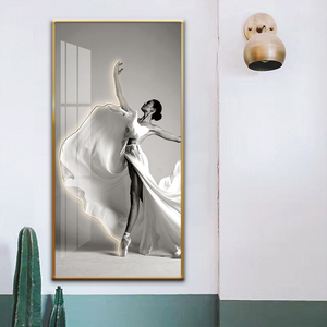Peinture en porcelaine cristal avec lampe LED La belle ballerine dansait Décoration murale pour studio de danse Applique murale - Product Image 2