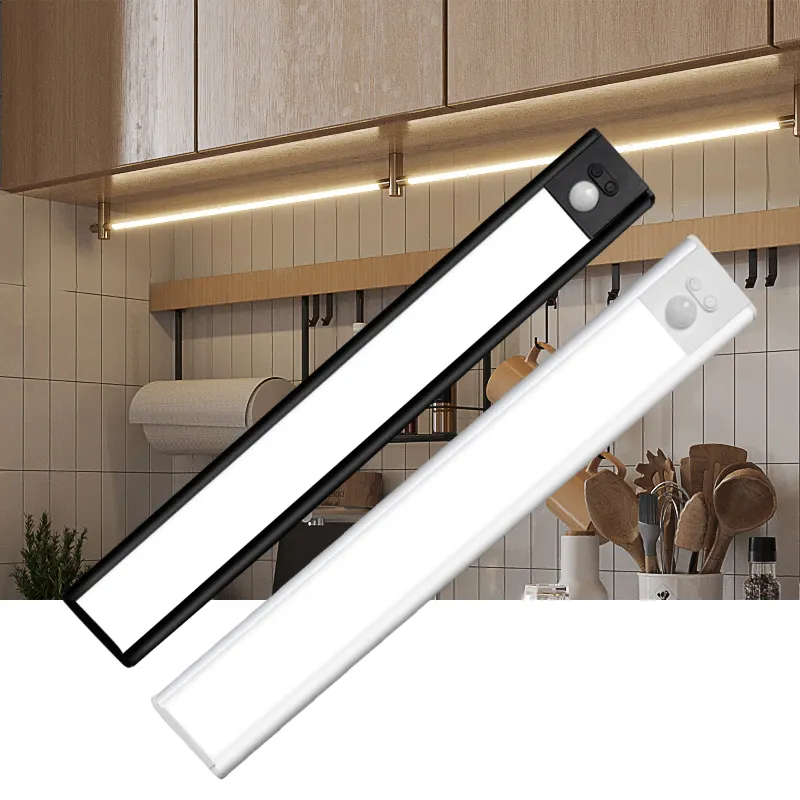 Ultra-mince intelligent corps humain capteur de mouvement sans fil magnétique puissance batterie Rechargeable Led intérieur bande armoires de cuisine lumières