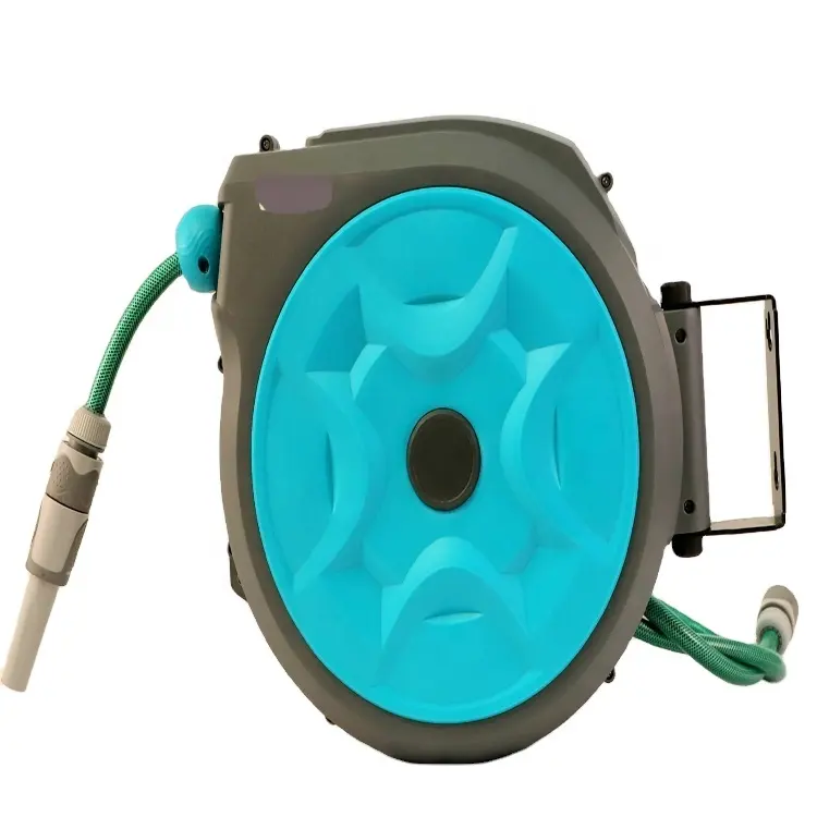 Treo Tường Có Thể Thu Vào Tự Động Vườn Nước Hose Reel 10M Nhựa Ngoài Trời Màu Xanh Lá Cây Hỗ Trợ Rửa Xe. Tưới Nước Vườn