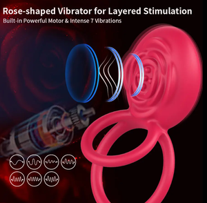 Hochwertiger Rosen-Ring zur Prostata-Stimulation, Penisring, Klitoris-Stimulator, Vibrator zur Verzögerung der Ejakulation, Erotikspielzeug für Paare - Product Image 5