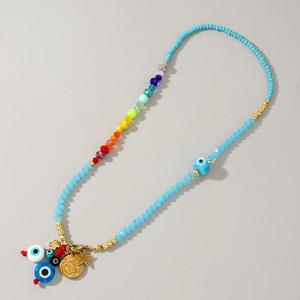 Collier artisanal d'été en perles Miyuki, étanche, en acier inoxydable, avec pendentif pièce Saint Benoît - Product Image 4