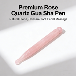 Ensemble Gua Sha en quartz rose naturel avec stylo de massage en jade pour le corps et rouleau facial pour la relaxation - Product Image 1