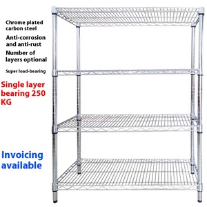 מדפים ניידים רב-שכבתיים מפלדת אל-חלד מגולוונת נגד חלודה, 4 שכבות, להרכבה ביתית, מדף מחסן, אחסון יעיל - Product Image 2