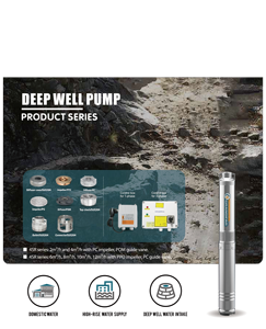 Pompe submersible GRANDFAR 1100W 4 pouces 1,5 CV 92M de hauteur de refoulement en acier inoxydable avec moteur à fil de cuivre pour puits profond 4SRm4/14 Haute efficacité - Product Image 2