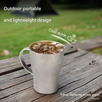 Mug à bière en titane pur, forme ventrue, avec poignée, simple paroi, léger, compatible eau bouillante, luxe discret, haut de gamme, boîte à grille raffinée