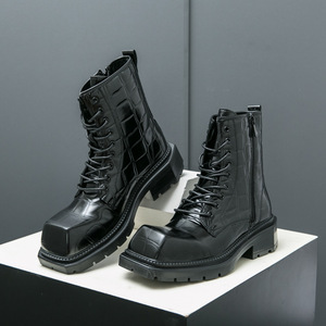 Bottes de grande taille pour hommes, automne, montantes, décontractées, de <span class=keywords><strong>moto</strong></span>, de combat, de travail, tendance, de marque - Product Image 2