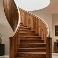 Escalier Courbé CBMmart avec Tapis en Bois, Marches Lumineuses pour Entrée Formelle, Escalier Courbé