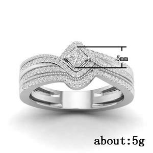 Bague de fiançailles en diamant taille princesse F222, or rose, bijoux pour femmes avec bande de diamants naturels couleur G - Product Image 6