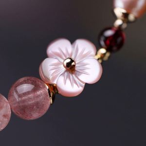 Fashion Peach Strawberry Crystal Agate Beads <b>Bracelet</b> Vintage Peach Blossom <b>Beaded</b> <b>Bracelets</b> Sweet Hand Accessories for Women - Product Image 3