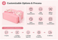 Emballage cadeau avec ruban rose, carton épais, doublure intérieure souple, insert personnalisé pour mariages, anniversaires, bijoux, cadeaux, boîte cadeau avec ruban