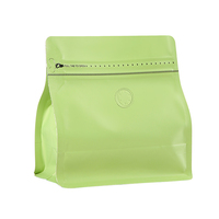 Pochette à café réutilisable Lebei, type stand, fond plat en plastique pour l'emballage de grains et de poudre de café avec valve à fermeture éclair