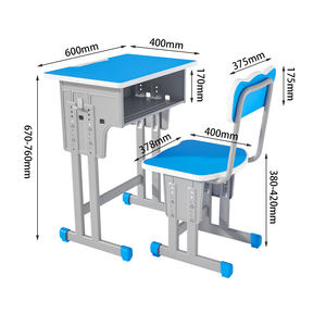 Ensemble de chaise de bureau primaire réglable en hauteur d'école confortable bleue avec matériau en métal plastique <span class=keywords><strong>pour</strong></span> l'étude du bureau à domicile - Product Image 3