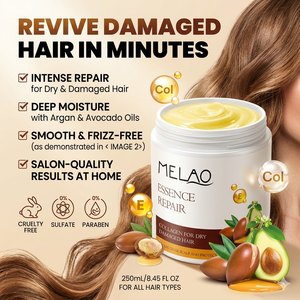 Masque capillaire à l'huile d'argan et au beurre de karité OEM ODM, réparation des pointes fourchues, crème hydratante intense pour cheveux crépus, texturés et abîmés, masque capillaire au collagène - Product Image 6