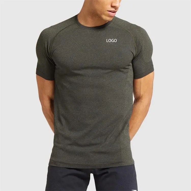 Oem Custom Slim Fit Fitness Gym Sport Naadloze T-shirt Voor Mannen