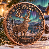 Pièce de collection souvenir de Noël scandinave personnalisée en cuivre pur 999 de 1 oz, impression UV en relief 3D
