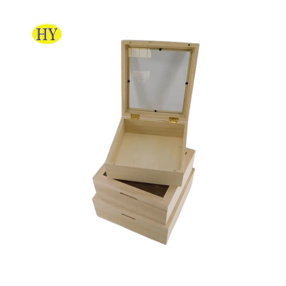 Scatola regalo in legno per imballaggio regalo scatola per ricordi personalizzata grande scatola per souvenir in legno personalizzata con finestra in vetro