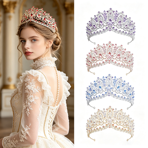 Tiara Barocca in Cristallo, Corona <span class=keywords><strong>di</strong></span> Lusso con Strass per Sposa, Principessa, Quinceañera, Accessorio per Capelli per Feste <span class=keywords><strong>di</strong></span> Compleanno - Product Image 1