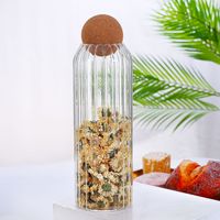 Bocaux de Conservation en Verre Classiques Durables à Rayures Verticales en Liège, Anti-Humidité, pour une Préservation Optimale de la Fraîcheur, Légers et Imprimés