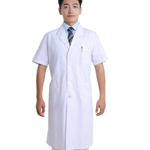 पुरुषों के लिए ओम शॉर्ट आस्तीन सफेद मेडिकल लैब कोट | T65/c35 कपड़े | पेशेवर डॉक्टर यूनिफॉर्म - Product Image 2