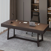 Bureau de direction moderne en bois massif noir, design nordique personnalisé, grandes dalles, marque ML, fabriqué en Chine