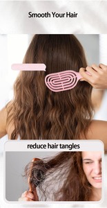 <span class=keywords><strong>Brosse</strong></span> à <span class=keywords><strong>cheveux</strong></span> <span class=keywords><strong>bouclés</strong></span> pliable avec coussin en nylon ionique à poignée personnalisée, massage du cuir chevelier, démêlage, avec ventilation / utilisation à sec, forme ronde - Product Image 2