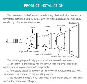 Thermomètre infrarouge laser unique de qualité industrielle <span class=keywords><strong>ABSD</strong></span> 3014, longueur d'onde de 1,6 μm, 300 1400 ℃   Visée coaxiale pour la détection des hautes températures - Product Image 2