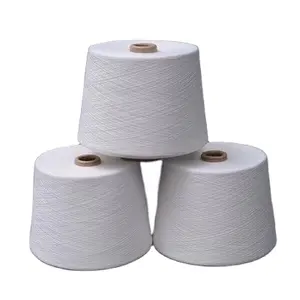 Fourniture d'usine chinoise 100% polyester compact Siro fil de filature fil vierge blanc brut 80s pour le tissage et le tricot
