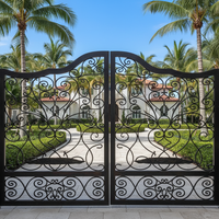 Conceptions de porte principale de jardin en fer forgé Portes en fer battantes et coulissantes en fer forgé Portes d'allée de sécurité pour maison cour jardin
