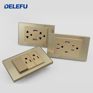 BAOBEN <span class=keywords><strong>Enchufe</strong></span> de Pared con Interruptor de Luz, Estándar Estadounidense, Tipo C USB, de Vidrio Templado Dorado, para México, Japón, Tailandia, 118 - Product Image 6