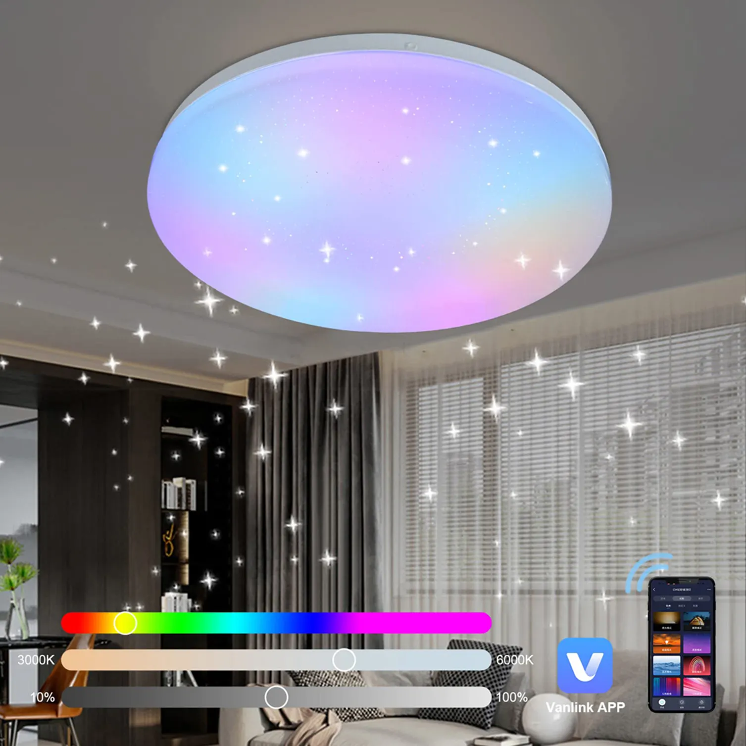 화이트 Frameless 스마트 홈 조명 욕실 거실 침실 20W 32W 라운드 표면 장착 RGB Dimmable LED 천장 조명