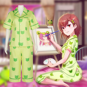Star's Edge <span class=keywords><strong>Misaka</strong></span> <span class=keywords><strong>Mikoto</strong></span>-Pijama de Cosplay con estampado Gekota, camisa de manga corta, pantalones Capri, conjunto de ropa de dormir para mujer - Product Image 2