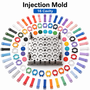 custom Multi-Cavity double color Mold <b>watch</b> <b>strap</b> two shot mould plastic product Overmolding smart <b>watch</b> injection mold - Product Image 3
