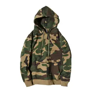 Atacado Camuflagem Hoodies Estilo Militar 100% Algodão Exército Verde Impressão Custom Camo Hoodie For Men