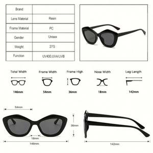 Lunettes de soleil personnalisées tendance 2022, style rétro, grande monture blanche, UV400, lunettes de soleil œil de chat polygonales pour femmes - Product Image 5