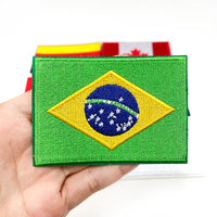 Patch Bordir Bendera Nasional Dunia Grosir AS Inggris Cina Brasil Prancis Lencana Negara untuk Disetrika pada Ransel Topi Jaket