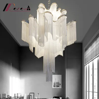 Современные роскошные люстры на цепочке, светодиодные потолочные подвесные светильники, креативные железные современные гостиничные светильники с кисточками, 80 85-265 в, 2 года