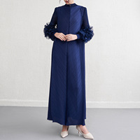 Robe longue plissée style Yohji Yamamoto, coupe ample, grande taille, robe haut de gamme à manches longues et col montant pour femme