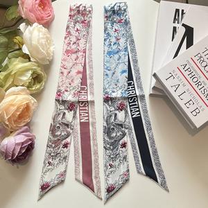 高級花柄サテンシルクツルスカーフレディースカジュアルアニマルプリント長髪ネクタイハンドバッグネックネクタイ帽子アクセサリー - Product Image 4