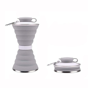 Bouteille d'eau en silicone PP, couleur unie, réutilisable, lavable, télescopique, rechargeable, à large ouverture, pour le sport, la gym, les voyages - Product Image 5