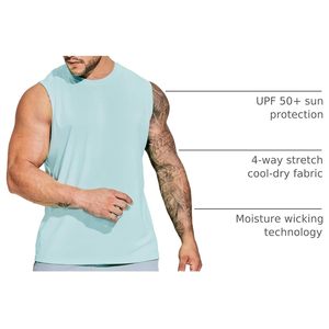 Custom Men's Sleeveless Tank Top Solid Color O-Neck Quick Dry Breathable Knitted 100% Cotton Sporty <b>Athletic</b> Wear Light Blue - Product Image 4