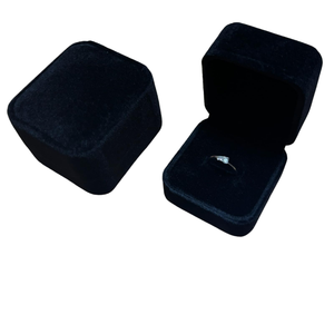 Boîte à bagues en velours avec intérieur floqué, présentoir à bijoux pour demande en mariage, emballage de bague de mariage, étui de rangement - Product Image 1