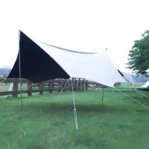 5M*3.5M Large Black Coating Camping Tarp Waterproof Hexagonal Lightweight Rain Tarp Shelter For Hiking Outdoor